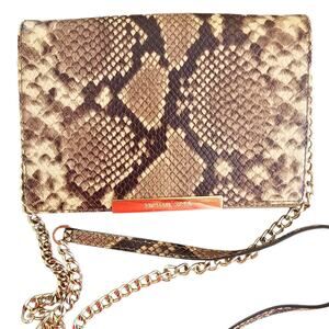 Michael Kors Women's Flap Chain Shoulder Crossbody Bag Python Snakeskin Embossed